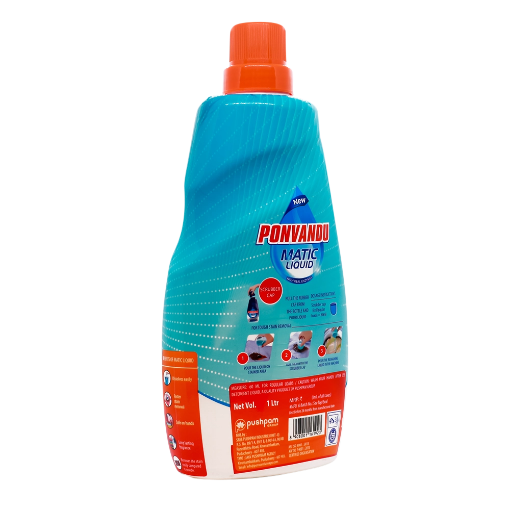ponvandu matic liquid detergent: best for top load-front load machines