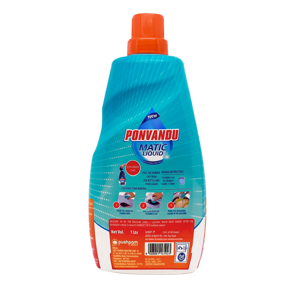 ponvandu matic liquid detergent: best for top load-front load machines
