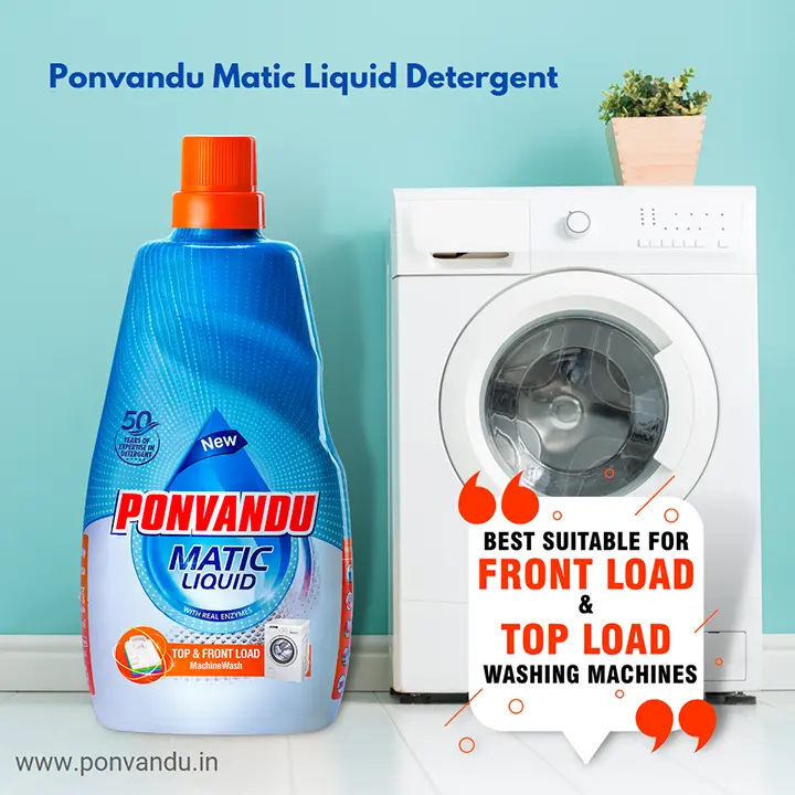 ponvandu matic liquid detegent. best suitable for front load and top load washing machines
